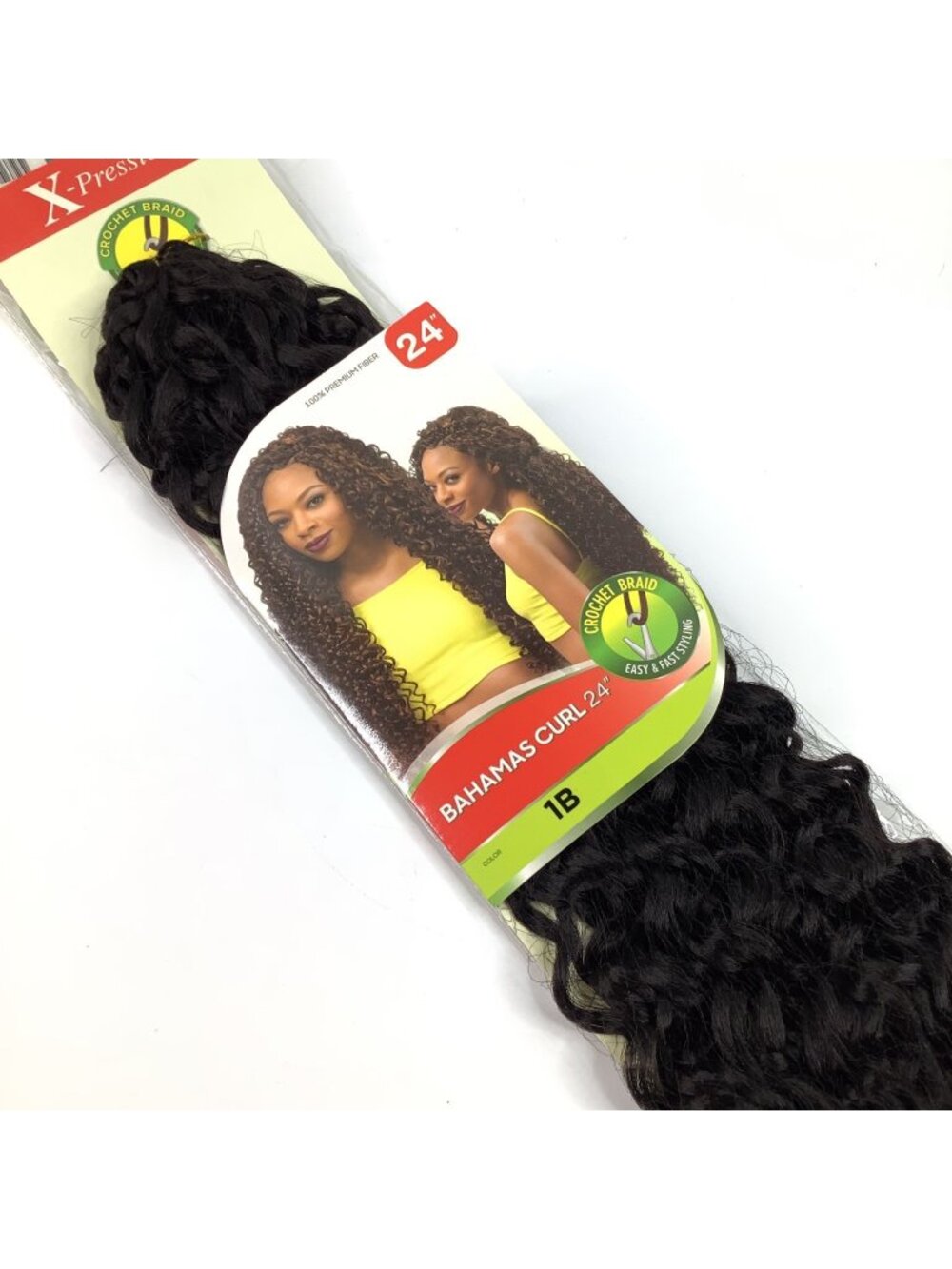 X-Pression Bahamas Curl 24" Crochet Braid Hair Extensions Color 1B